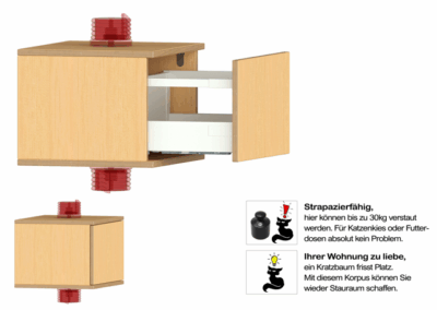 Kleiner Korpus für Kratzbaum mit einer Schublade